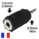 Adaptateur jack stereo  1 jack 3.5 femelle / 1 jack 2.5 mâle